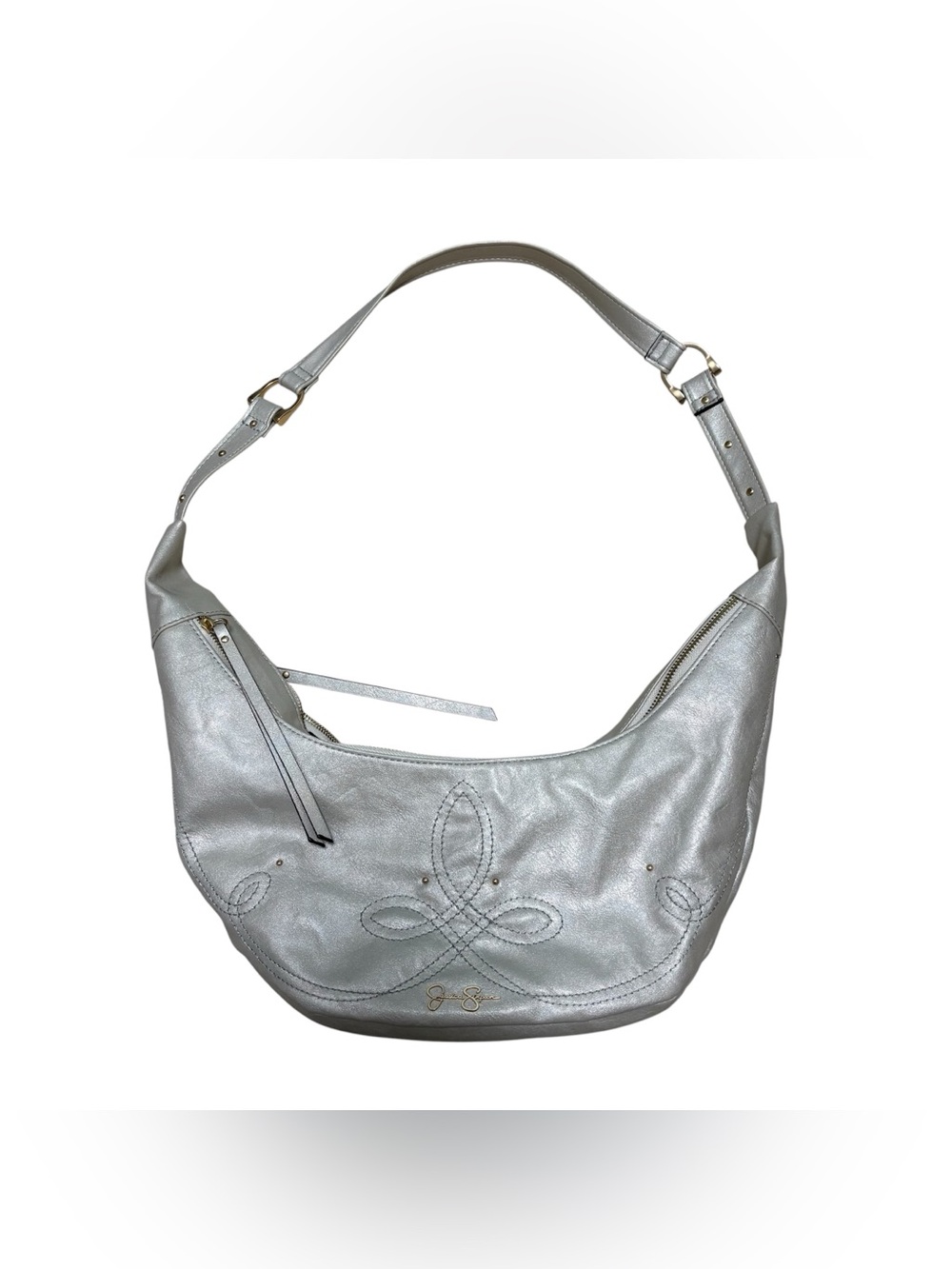Jessica Simpson Silver Leather Hobo Bag